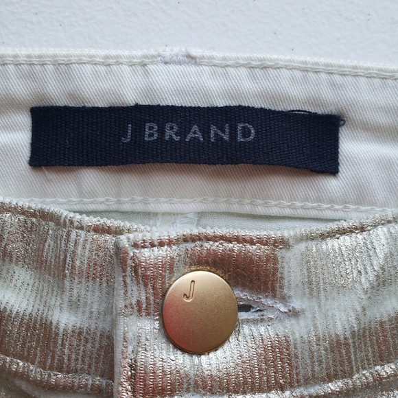 J Brand NWT Maria High Rise Skinny Jeans Women 26 Metallic Light Gold Maximalist - Picture 15 of 15